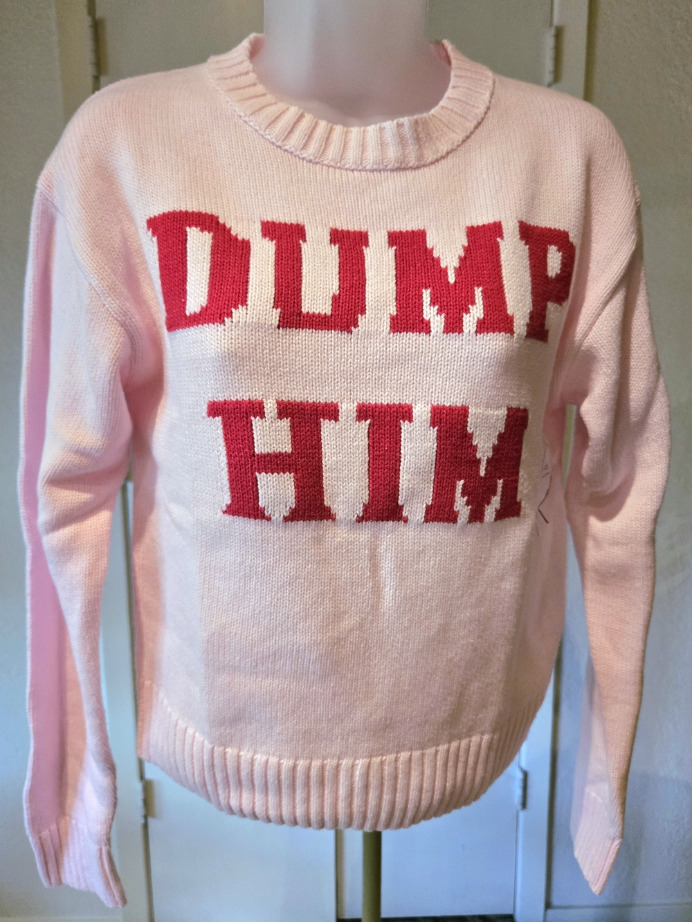 Wild Fable Dump Him Graphic Knit Sweater Pink & Red